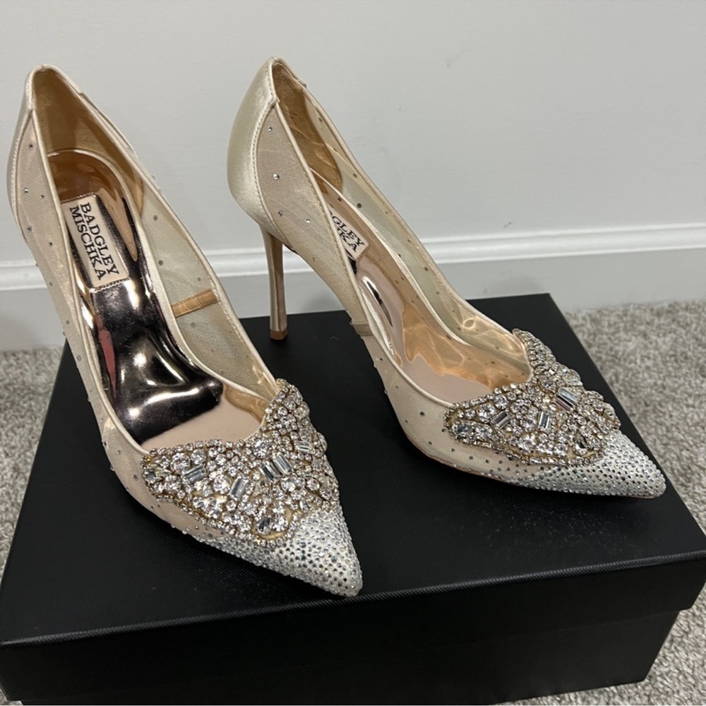 Badgley Mischka Gold Embellished Heels